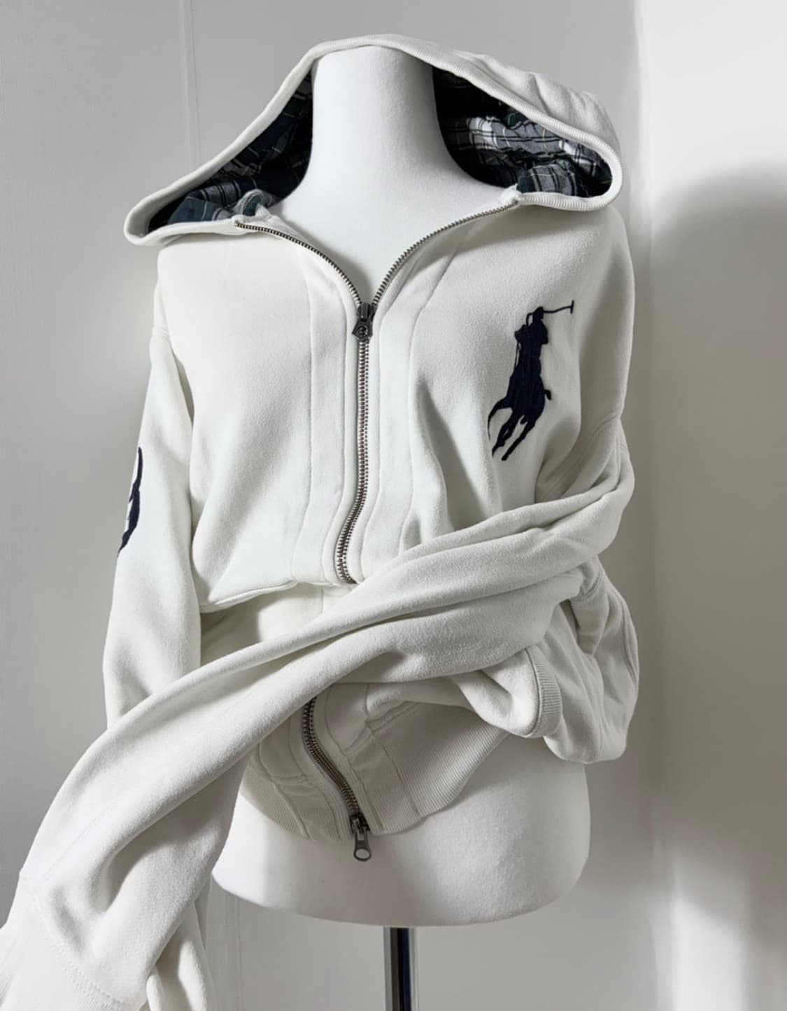 폴로 랄프로렌 빅포니 화이트 체크 후드집업 상품이미지3