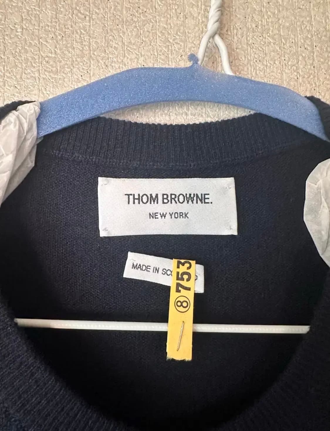 백화점판/한글택/1사이즈] 톰 브라운 캐시미어 니트 - 네이비 상품이미지7