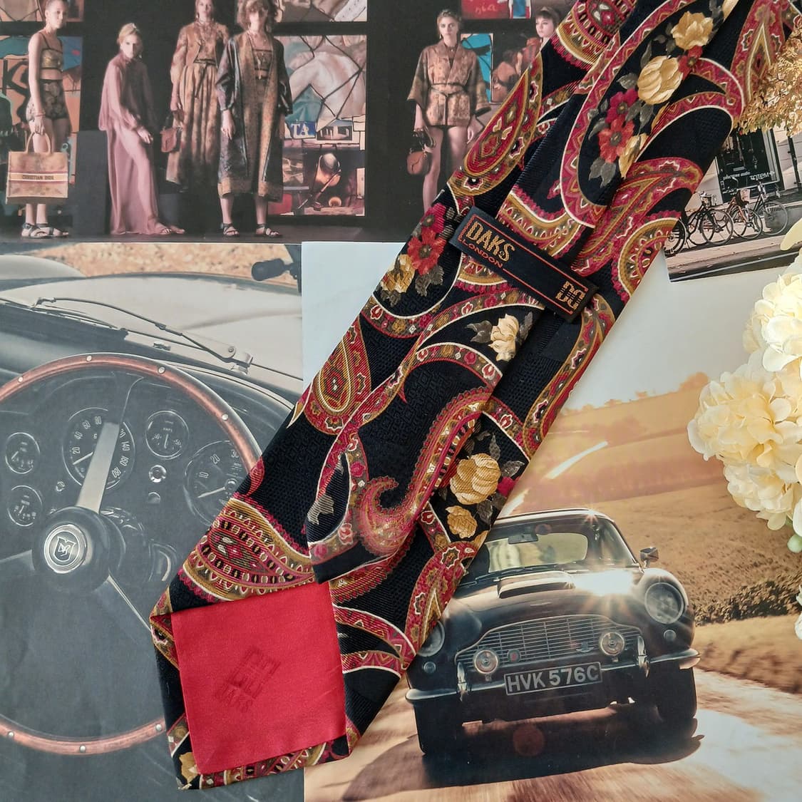 닥스 실크 페이즐리&플라워 자카드 넥타이 9.4cm A등급 A19230
 상품이미지3