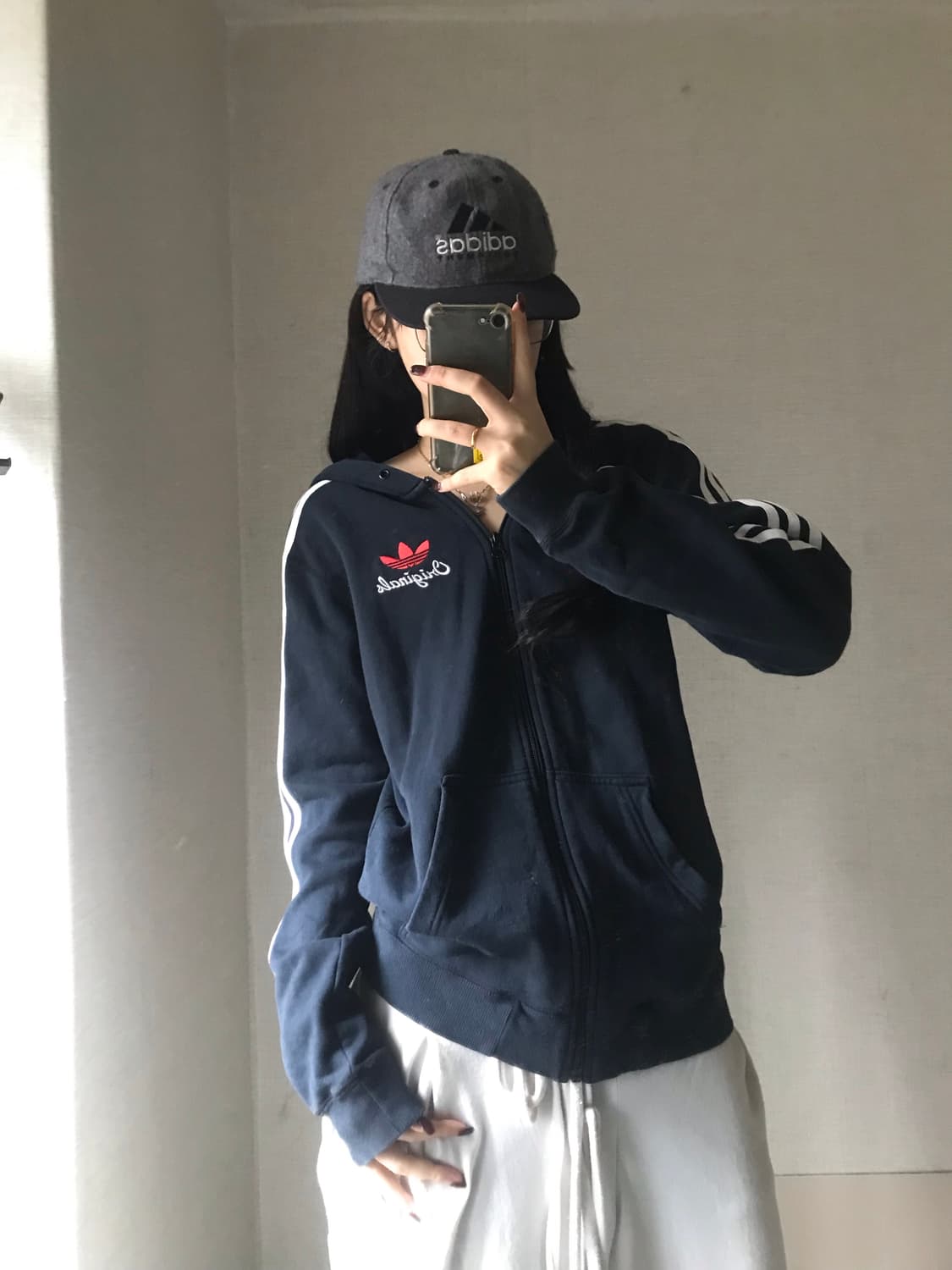 아디다스 블랙 삼선 후드집업 상품이미지5