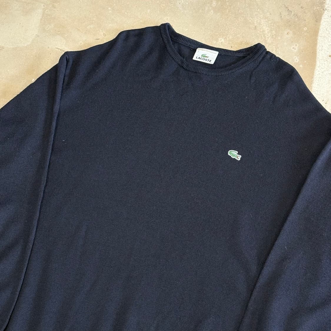 7 라코스테 로고자수 블랙 라운드넥 니트 상품이미지1