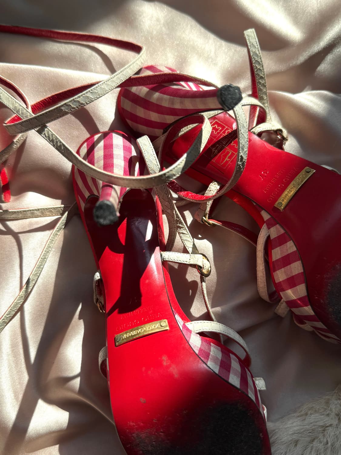 Dolce & Gabbana 스트라이프 스트랩 샌들힐  상품이미지6