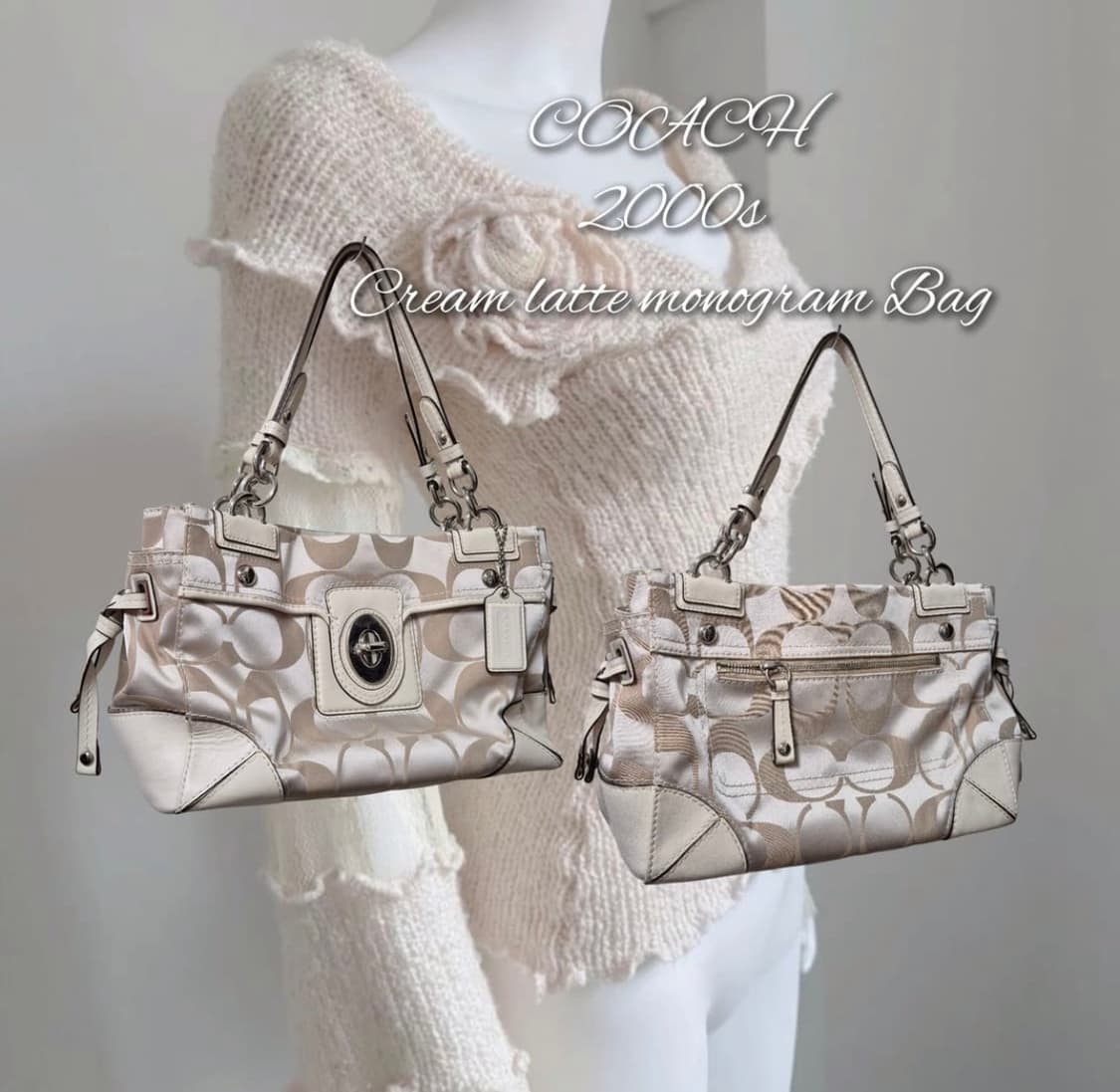 유일매물 코치 크림 라떼 모노그램 백 상품이미지3