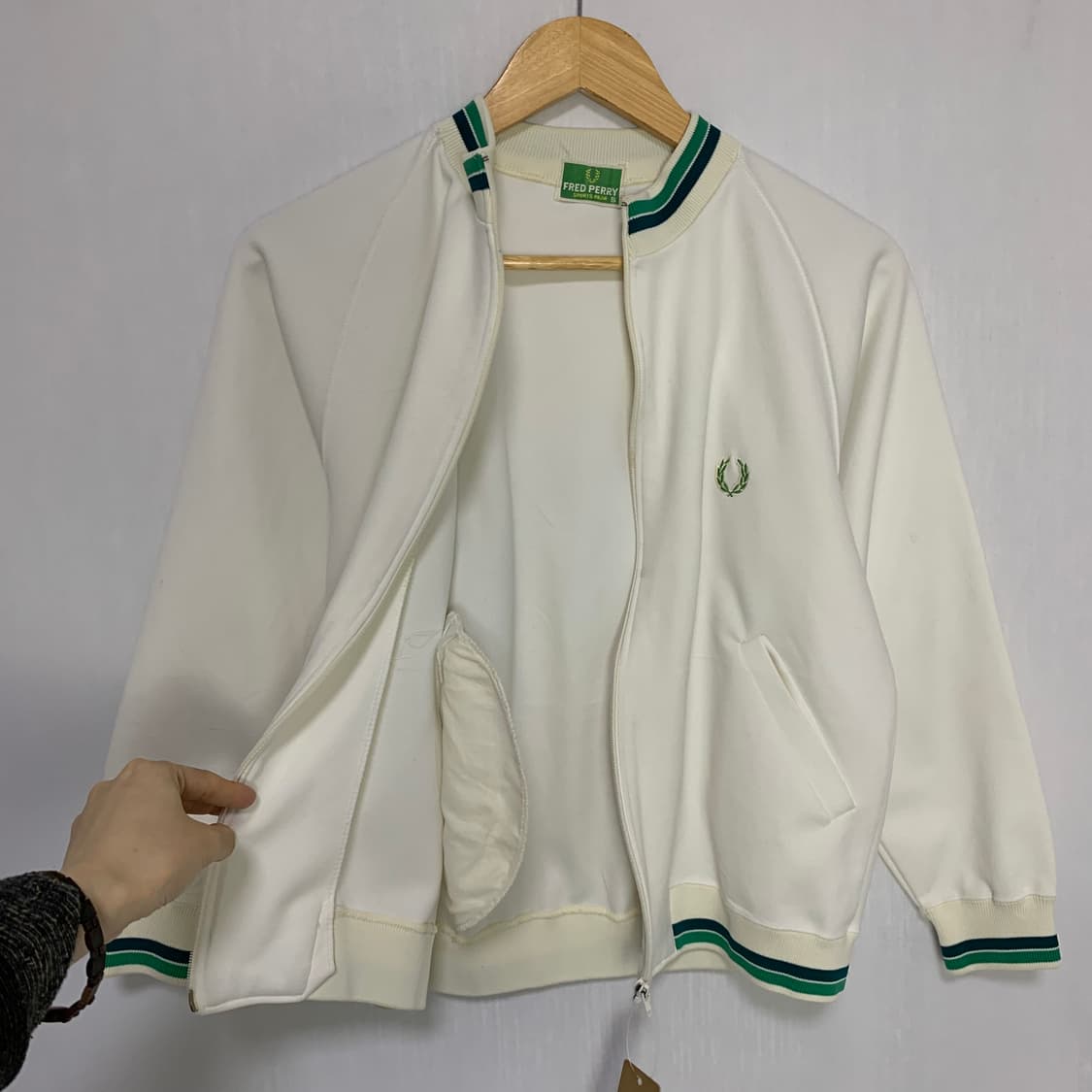 프레드페리 월계수 빈티지 아이보리 져지 집업 여성 S 상품이미지4
