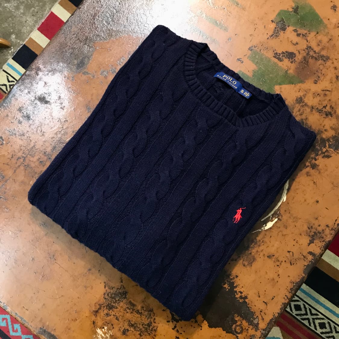 폴로랄프로렌 네이비 코튼 케이블 니트 남성 115 빅사이즈 상품이미지1