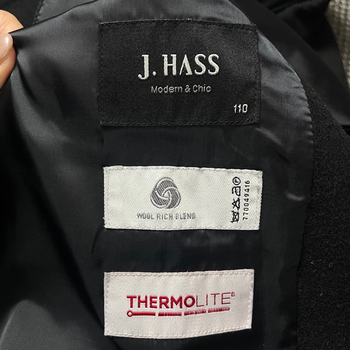 써모라이트 블랙 울 싱글 코트 110 상품이미지5