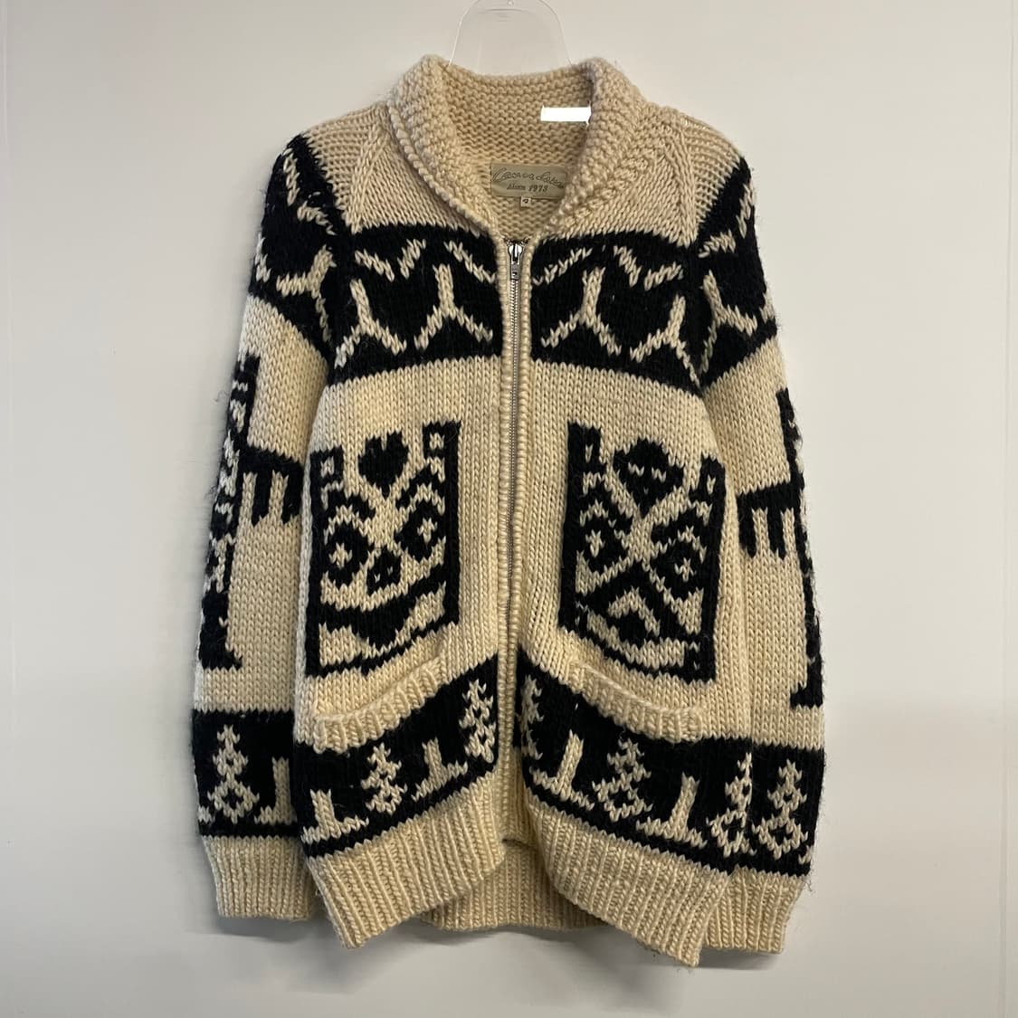 빈티지 인디안 코위찬 니트집업 상품이미지4