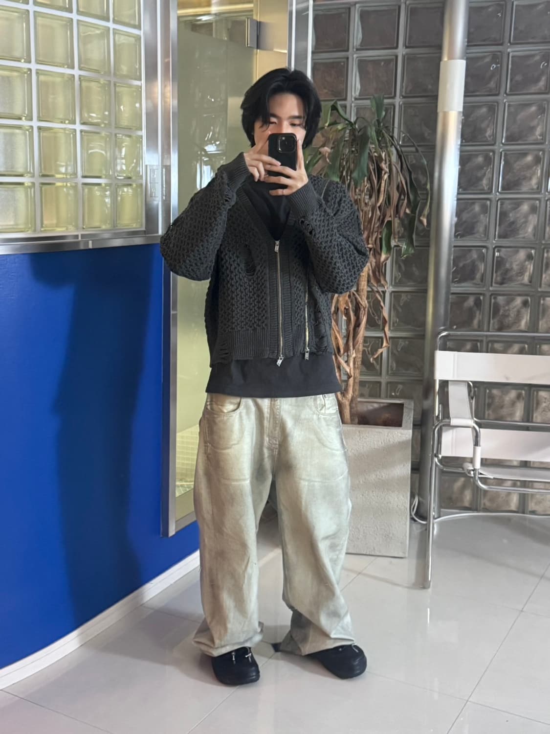 Line Zip Damage Cardigan 상품이미지5