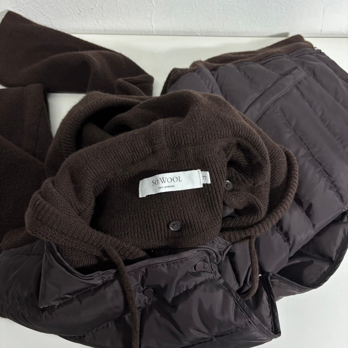 77 우먼M-L SOWOOL 소울 브라운 후드 니트패딩 상품이미지5