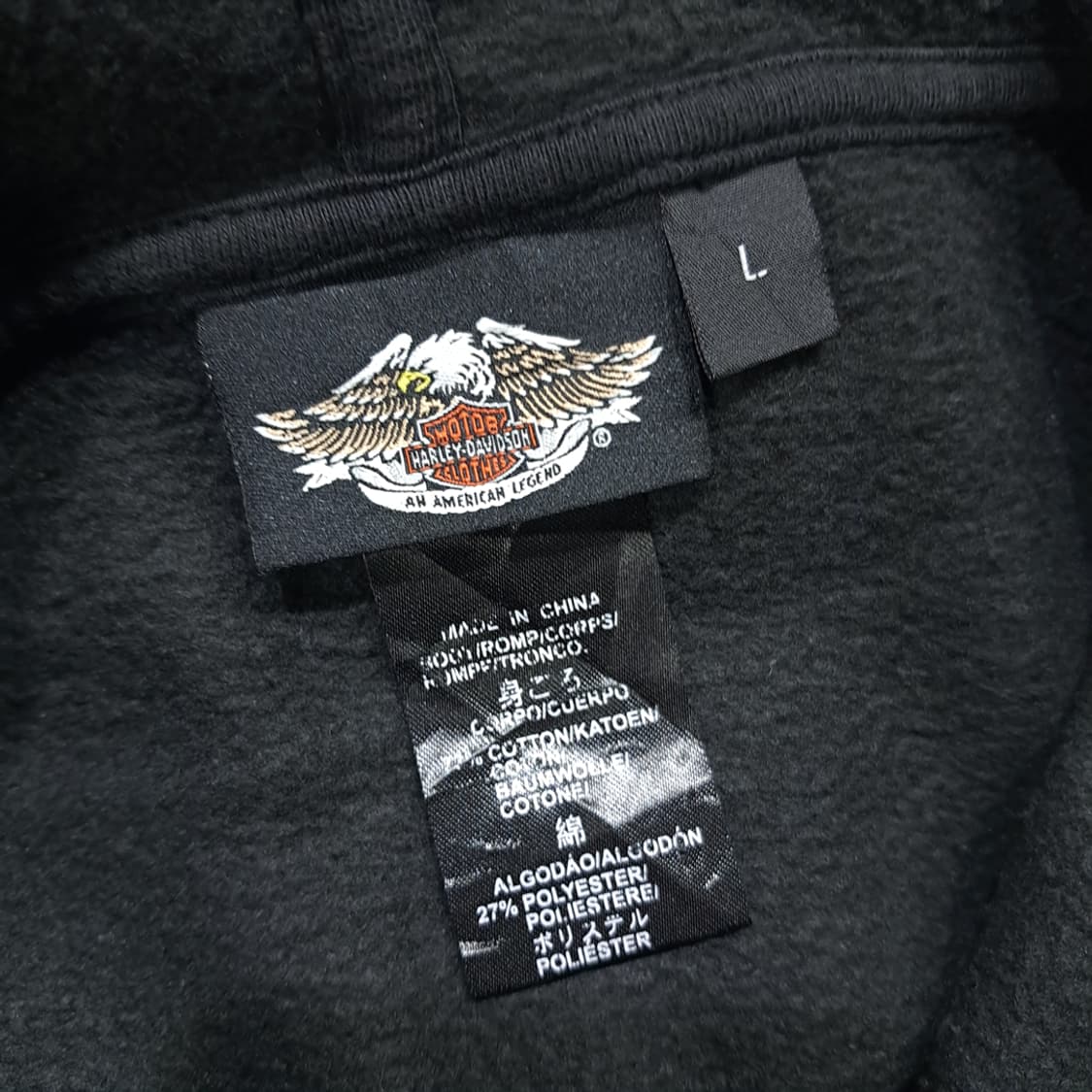 CL343 L 할리데이비슨 코튼 레이싱 자수 블랙 후드집업 상품이미지3