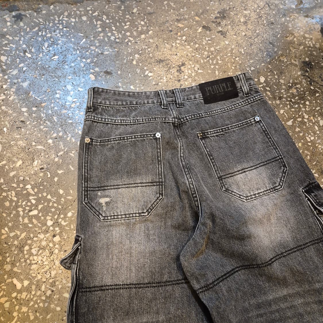 30인치 워싱그레이 새미와이드핏 카고데님팬츠  상품이미지6