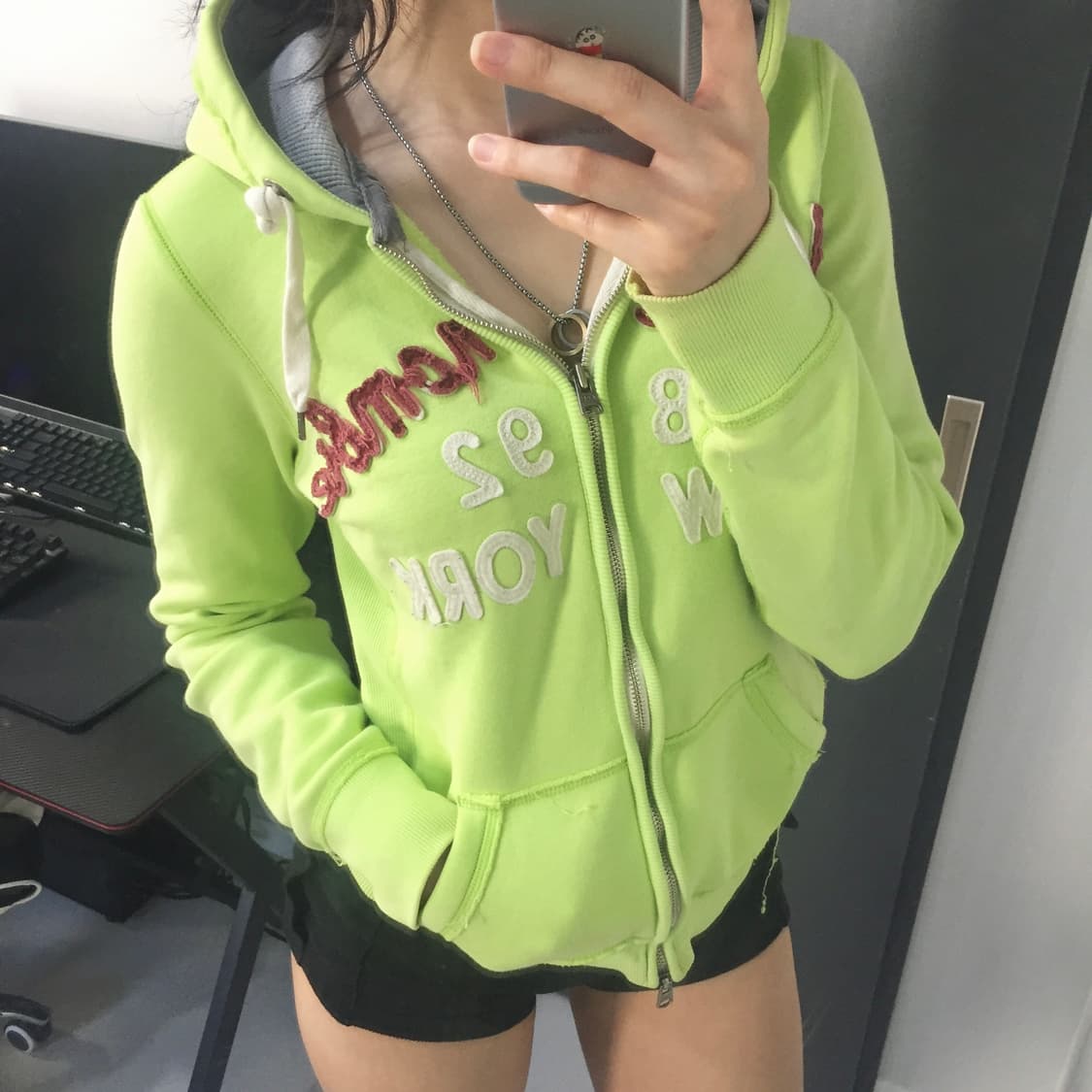 Abercrombie 레어템 y2k 형광그린 슬림핏 아베크롬바 후드집업 상품이미지3