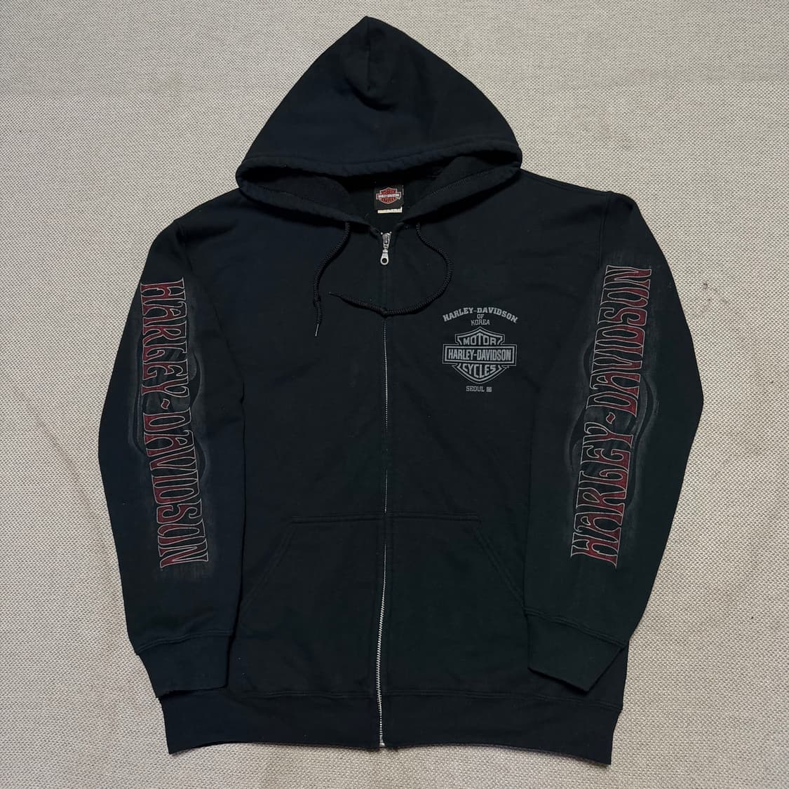 할리데이비슨 스컬 프린팅 기모 후드집업 상품이미지1