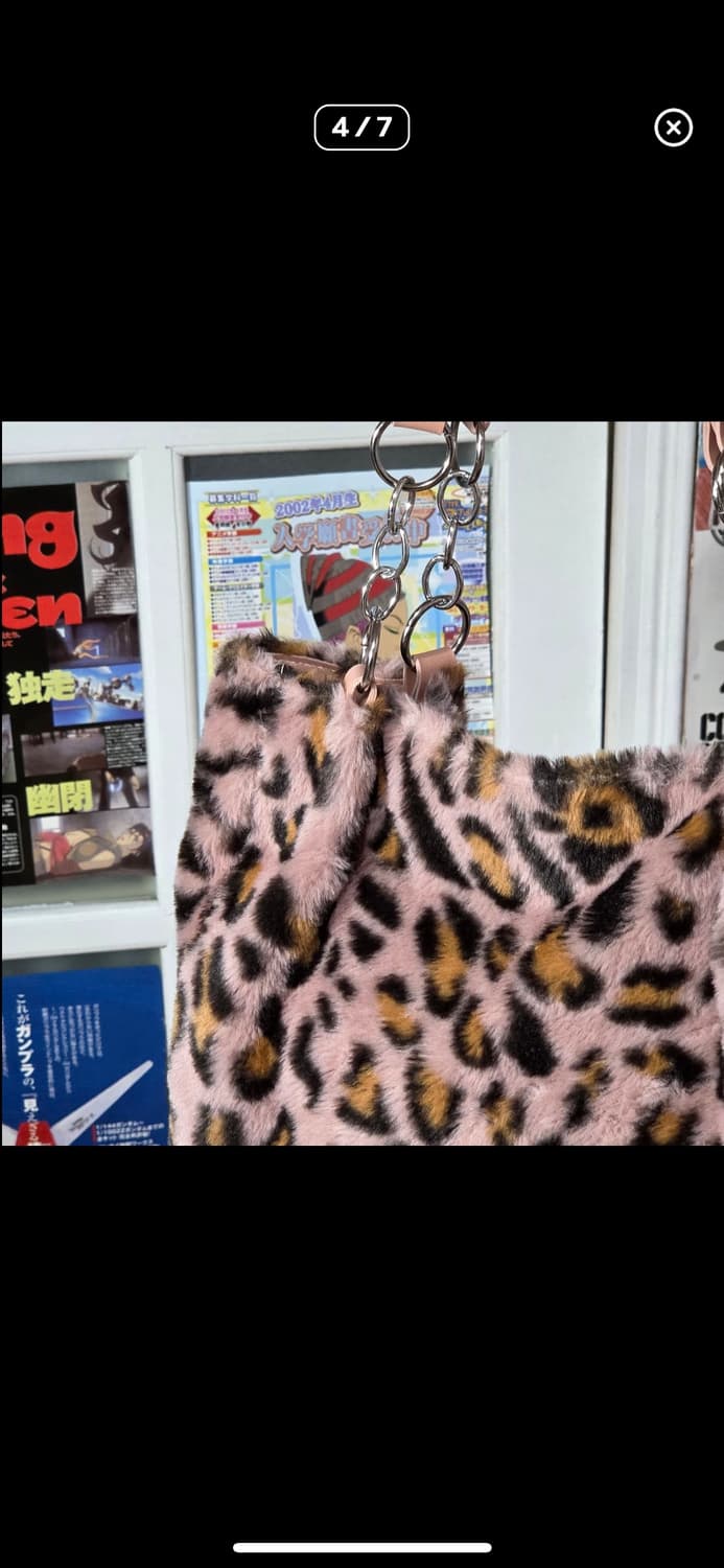 빈티지 레오파드 핑크 퍼 갸루 숄더백 상품이미지4