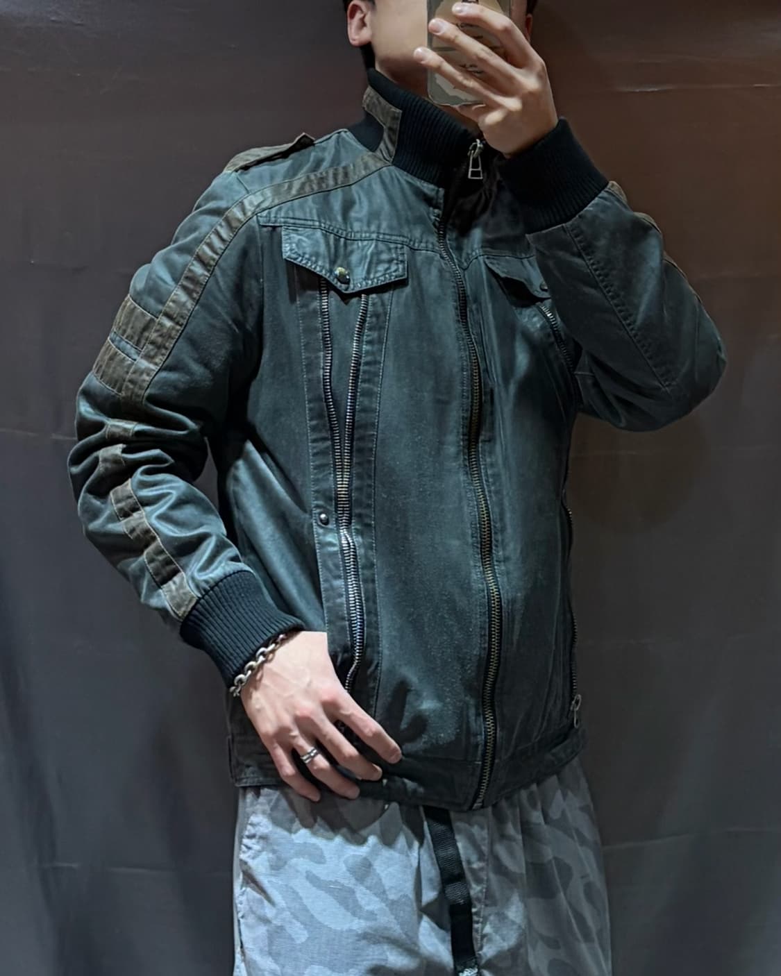 XL D&G 돌체앤가바나 절개 워싱 레더자켓 상품이미지1