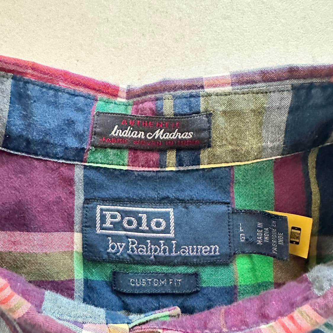 폴로 랄프로렌 인도 마드라스 체크 셔츠 L 상품이미지5