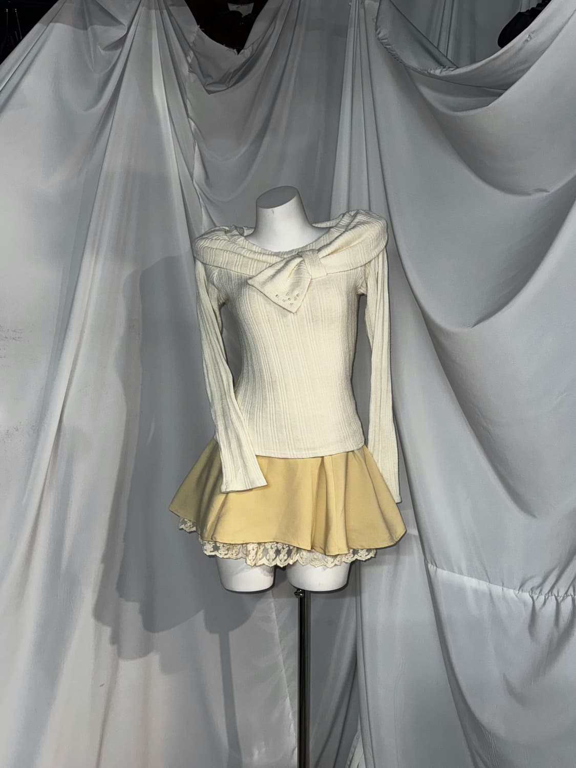 리즈리사 하치깔 러블리 히메갸루 아일렛 리본 오픈숄더 코디세트  상품이미지4