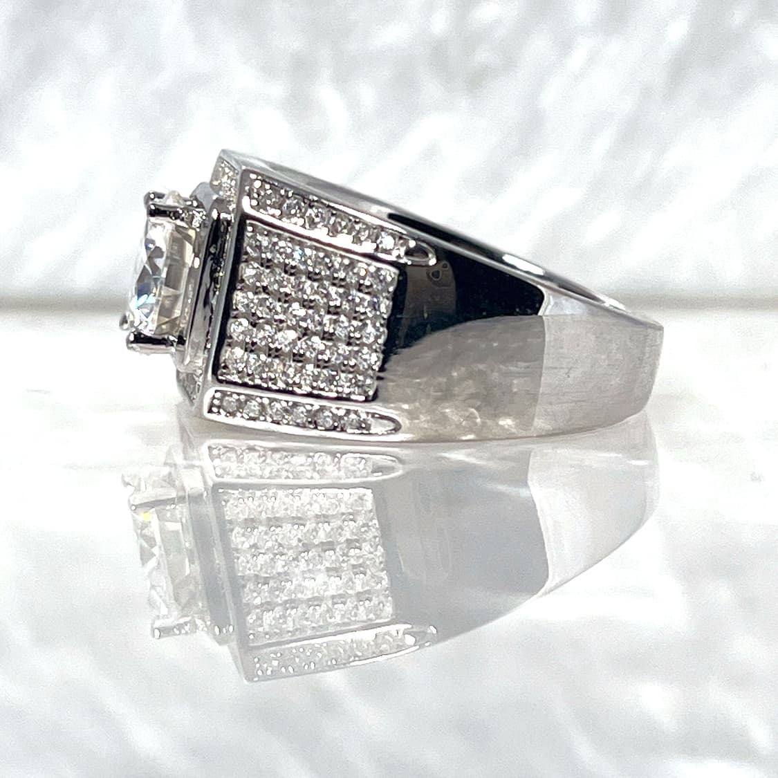 *새상품* 모이사나이트 남성용 파베 은반지 상품이미지3