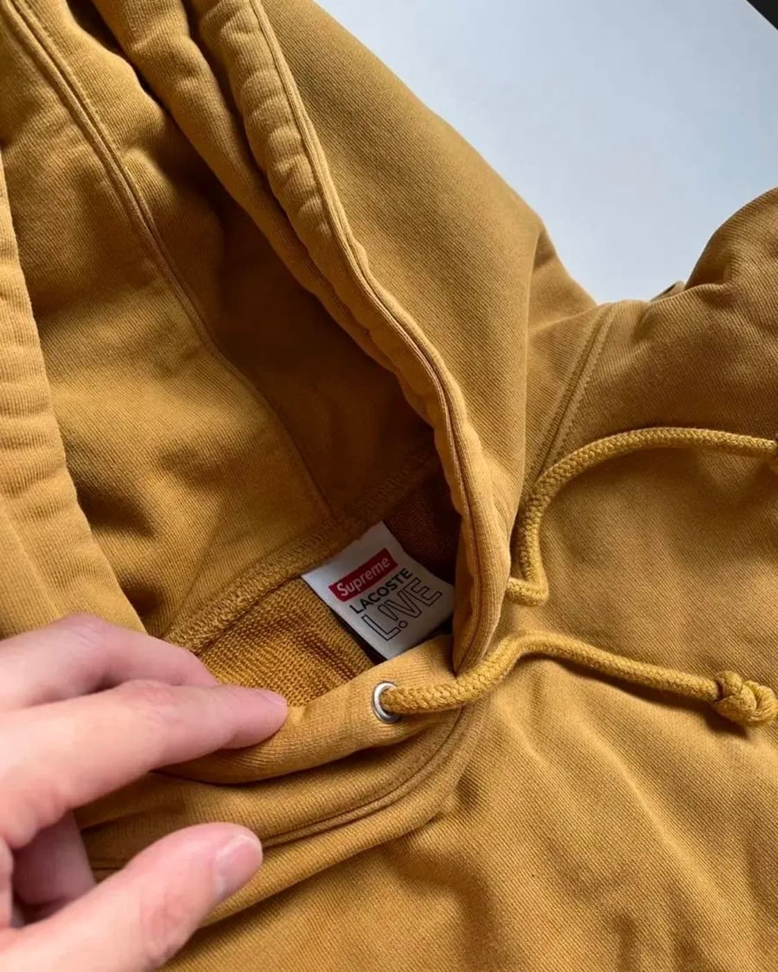 [L]슈프림 라코스테 콜라보 후디 머스타드 상품이미지3