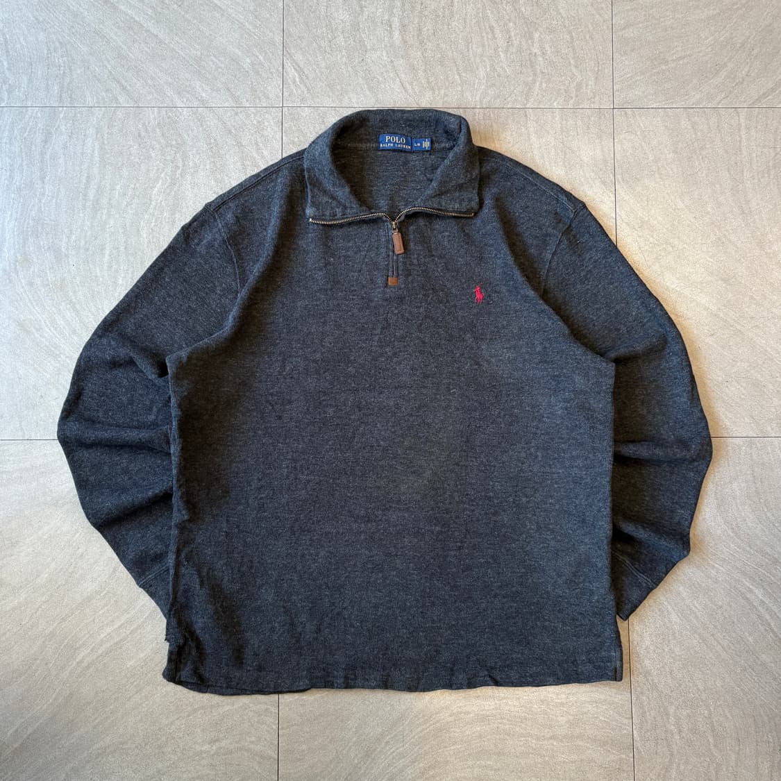 폴로 정품 그레이 반집업 니트 상품이미지1