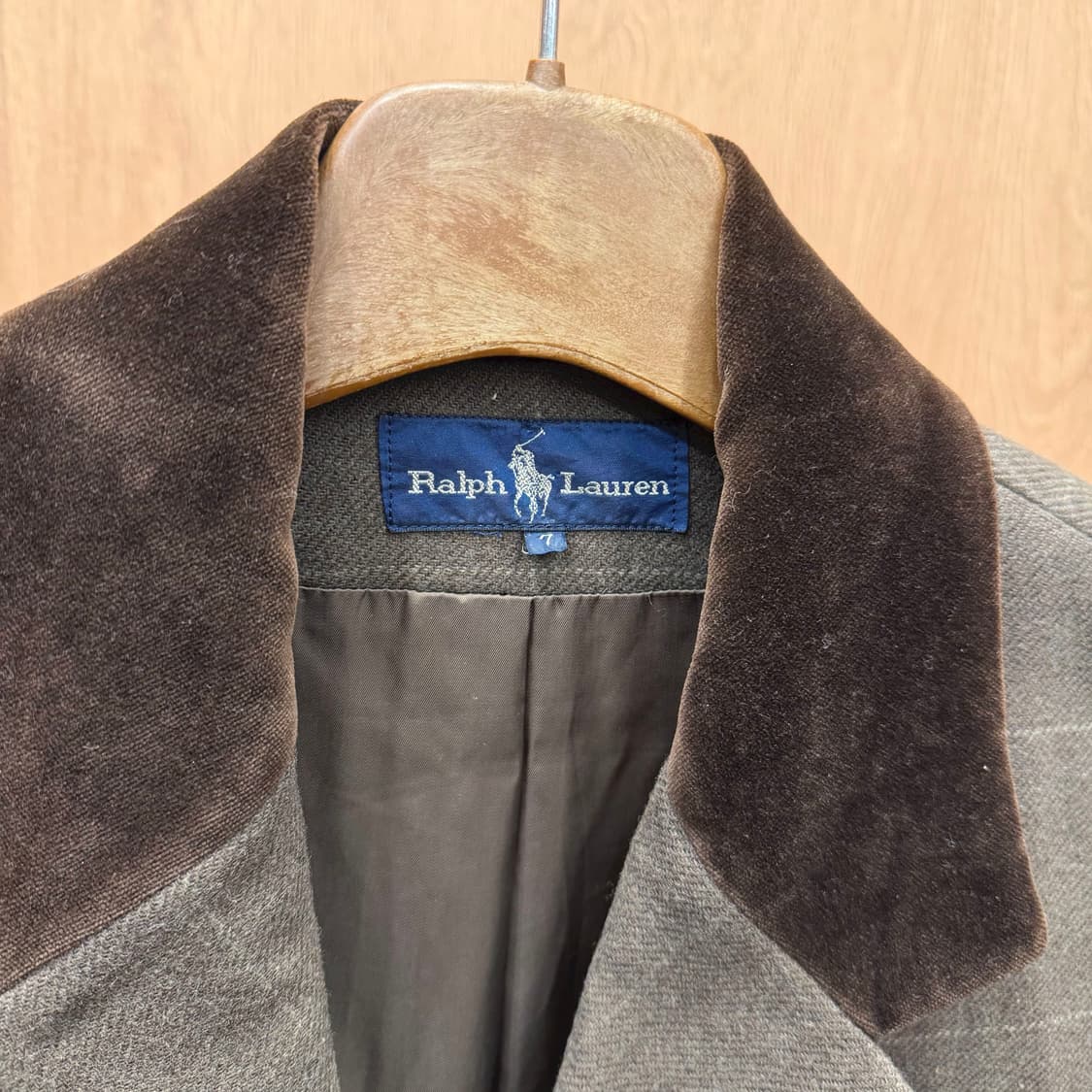 폴로 랄프로렌 자켓 체크 패턴 브라운 카라 배색 디테일 카키 상품이미지6