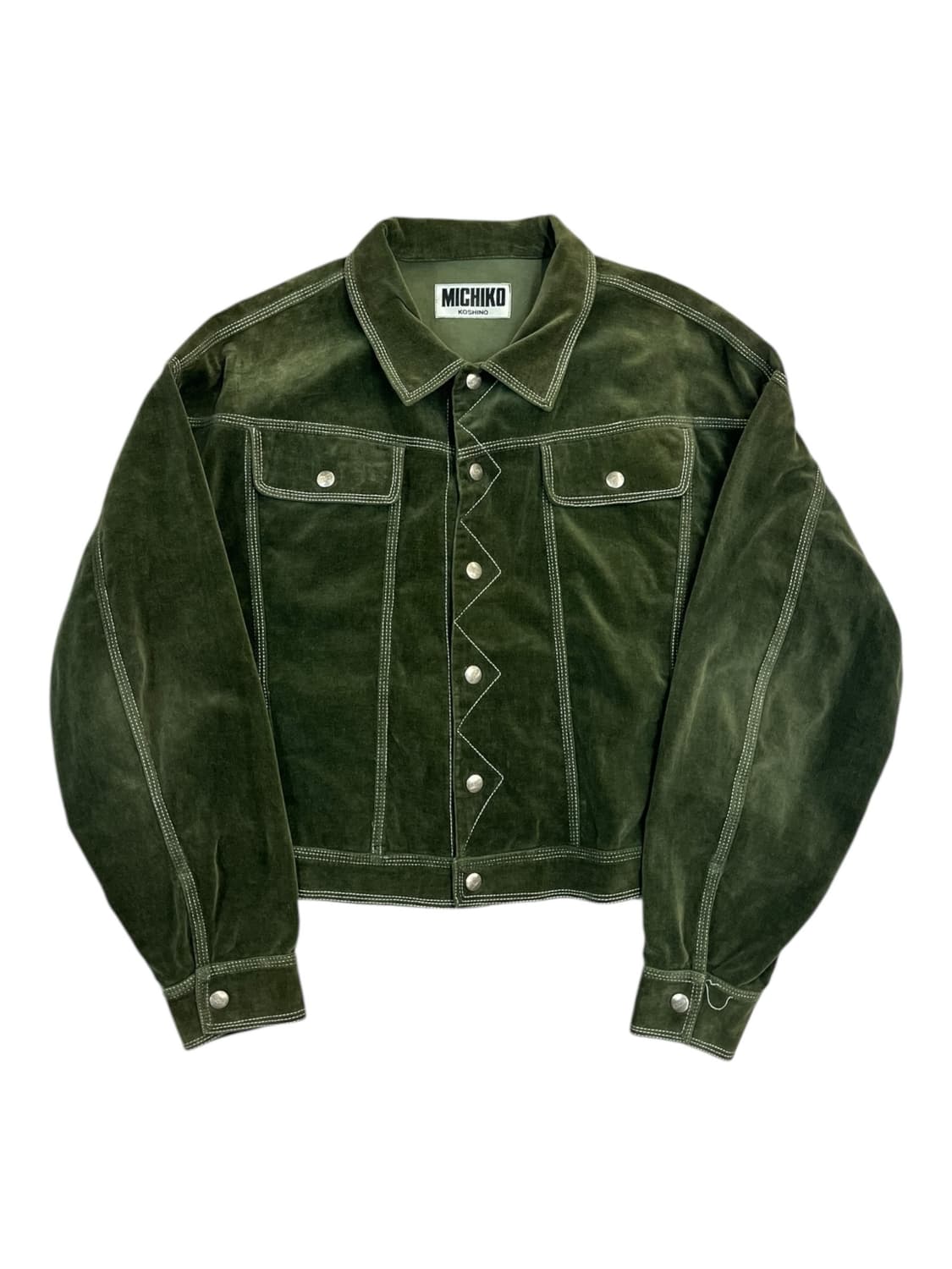 미치코 코시노 스웨이드 카라 자켓 그린 M #csz2555 상품이미지3