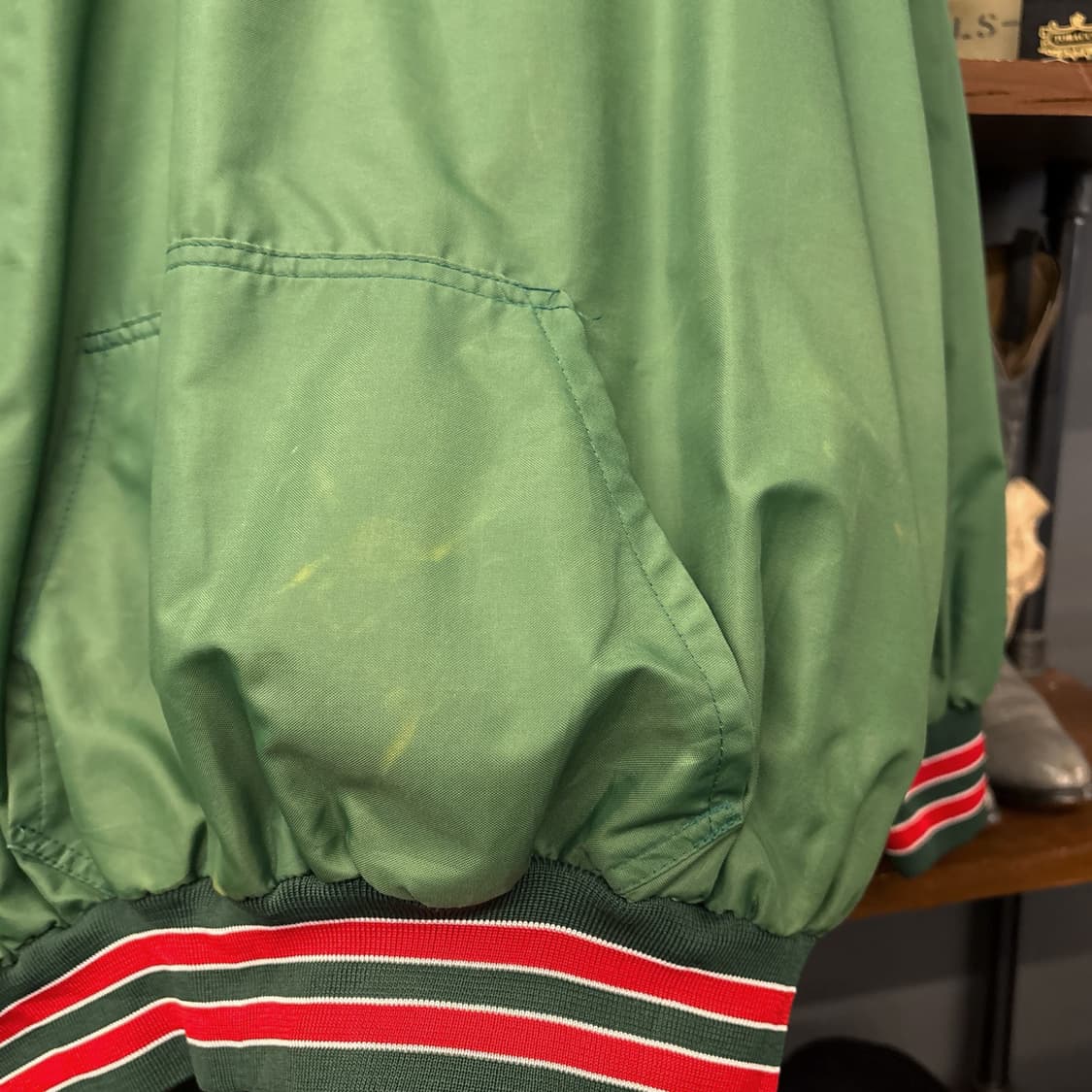 90s 마셀러스 머스탱 클럽 바시티 사틴 반집업 캥거루포켓 N779 상품이미지6