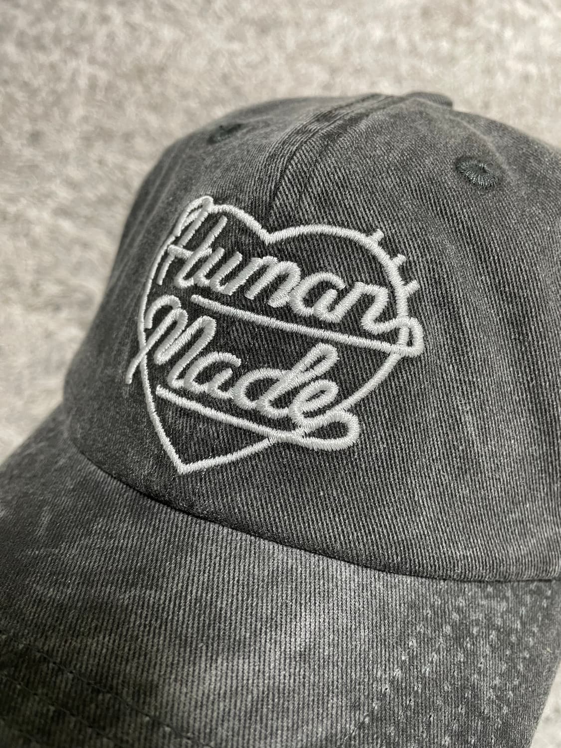 휴먼메이드 로고자수 빈티지워싱 블랙 캡 Free 상품이미지4