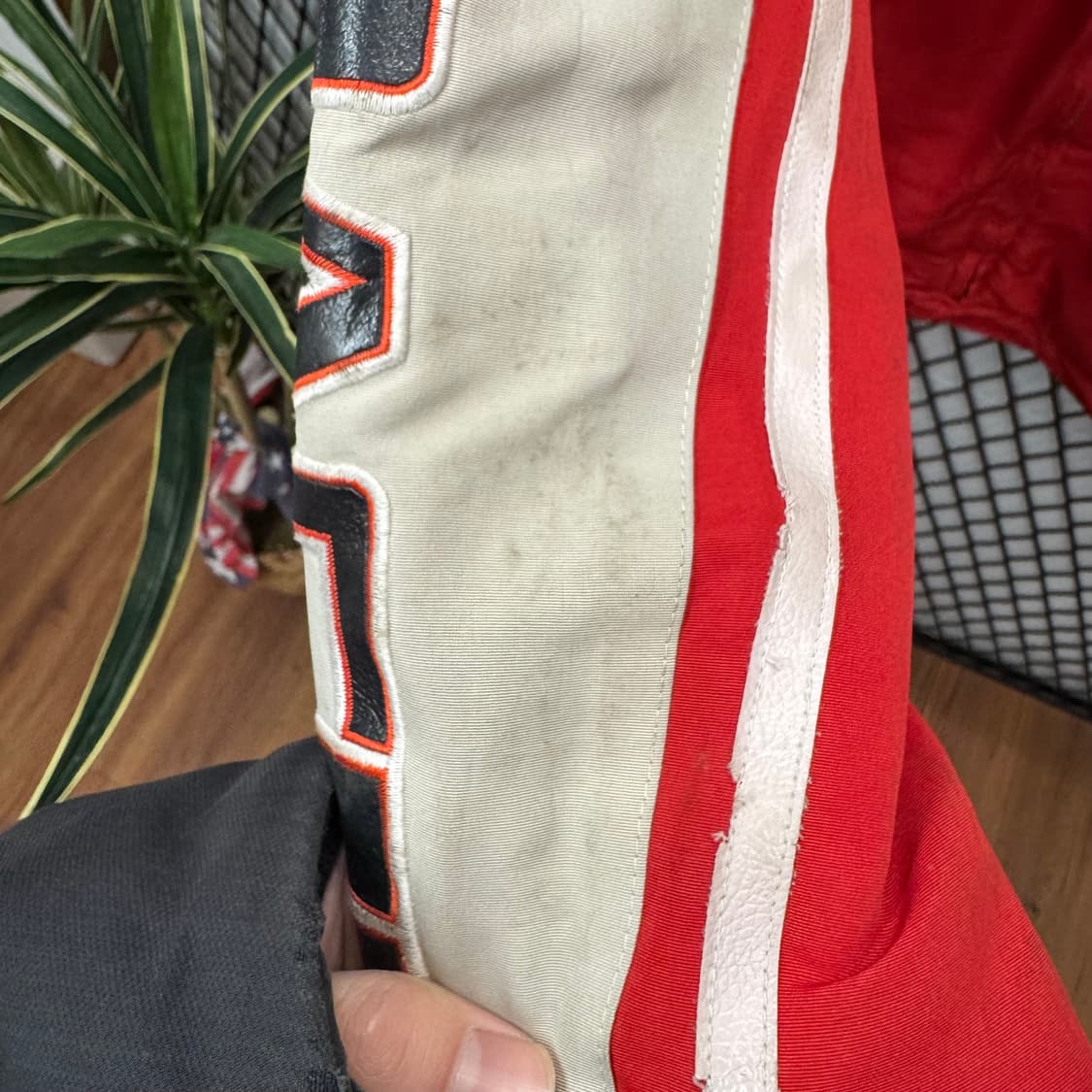 00s C&L 모터레이싱 라이더자켓 전후면 패치 디테일 레드 아이보리 상품이미지7