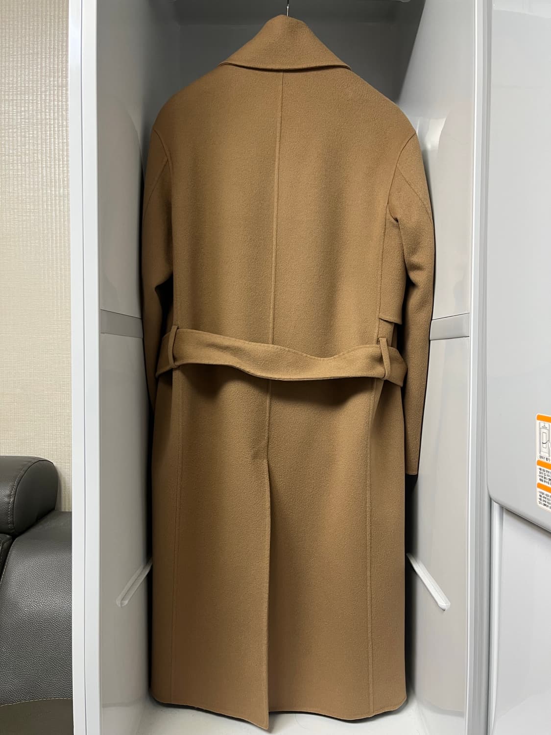 타임옴므 베이지 캐시미어 건플랩 벨티드 코트 100사이즈 상품이미지2