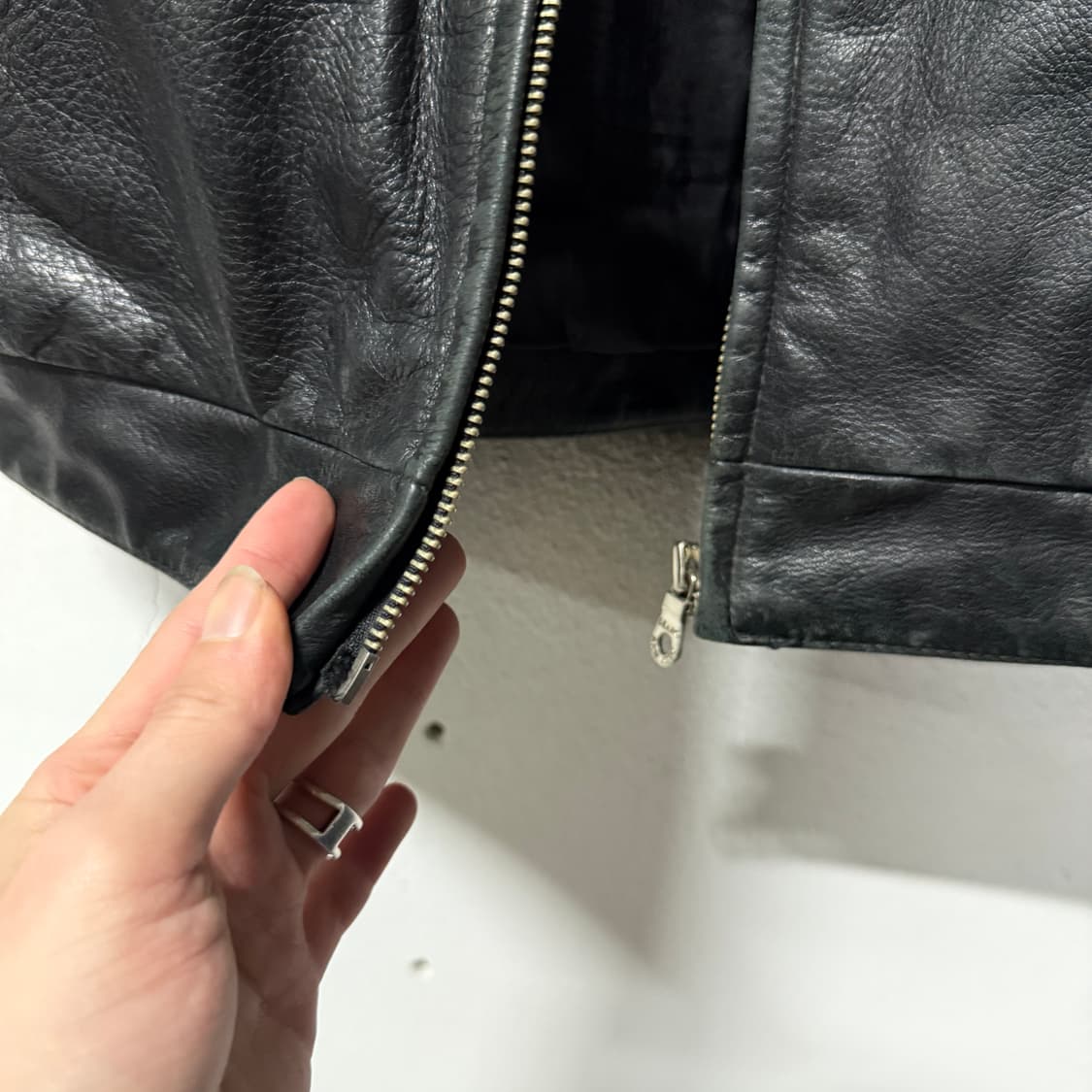 VTG 빈티지 카우하이드 100%소가죽 패치 디테일 싱글 가죽 자켓 상품이미지4