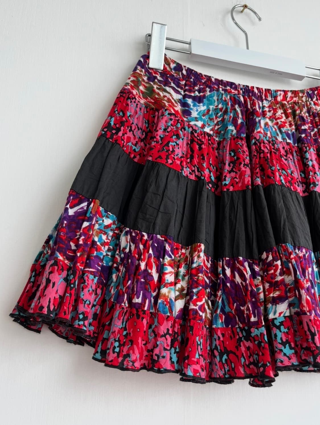 레드 믹스 패턴 캉캉 미니 스커트 상품이미지2