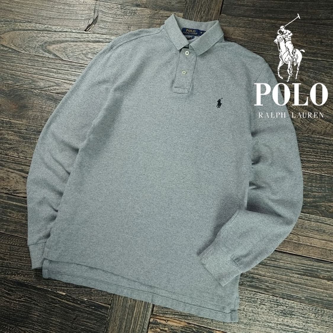 [폴로 랄프로렌] 포니 로고 자수 긴팔 카라티 그레이 M20158 상품이미지1