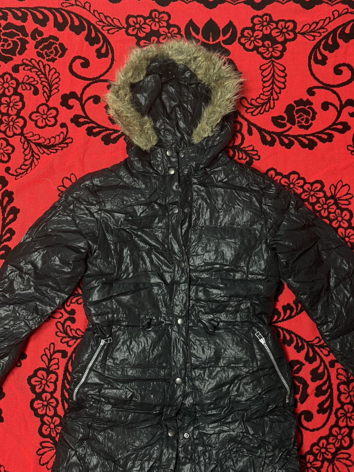 Vintage 00's Grunge Punk Fur hood coat 상품이미지1