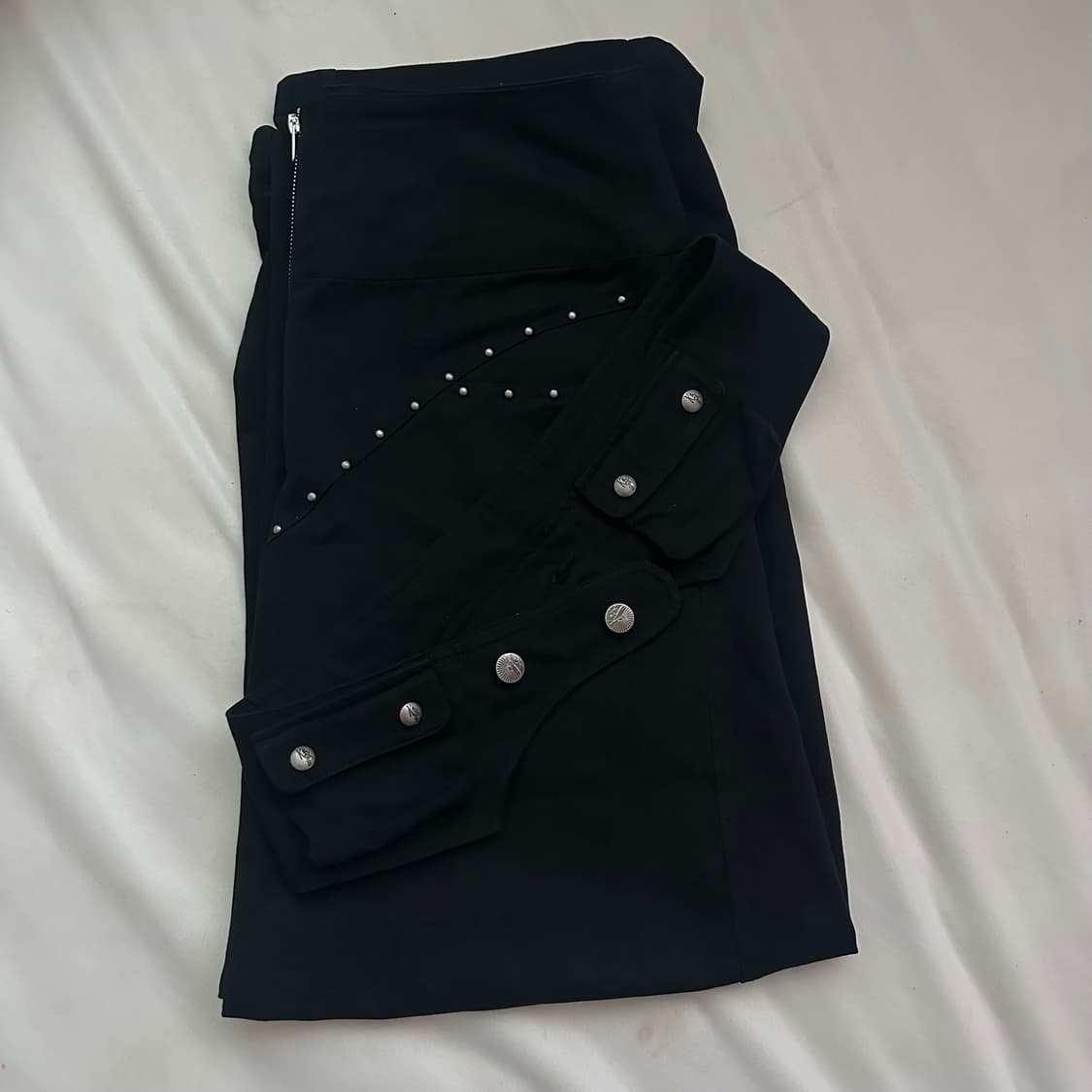 카시코 Belt Rivet Oval Pants Black 상품이미지3