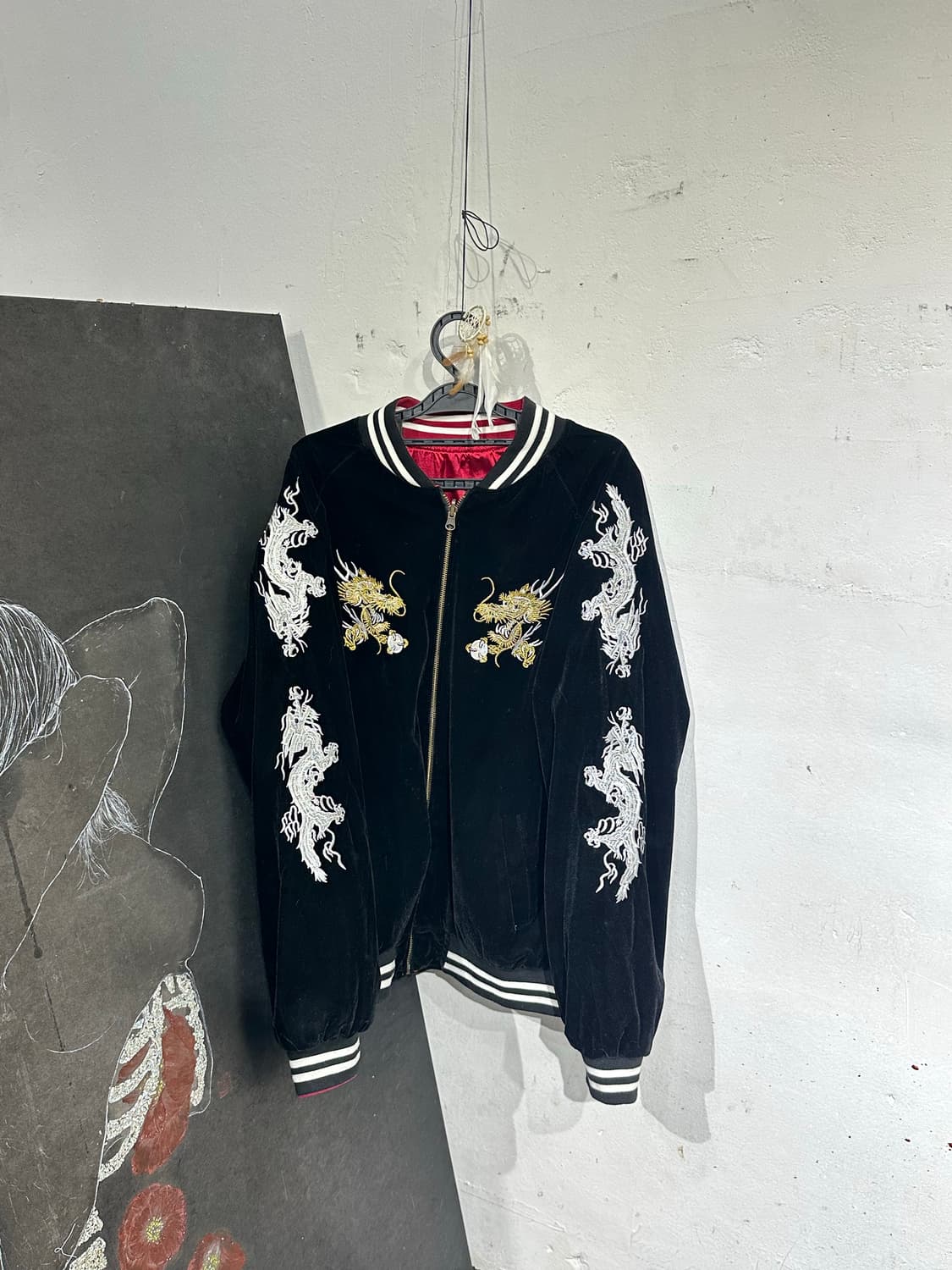 Jpn 일본빈티지 재패니즈 오리엔탈 빨검 양면 스카잔 자켓 상품이미지10