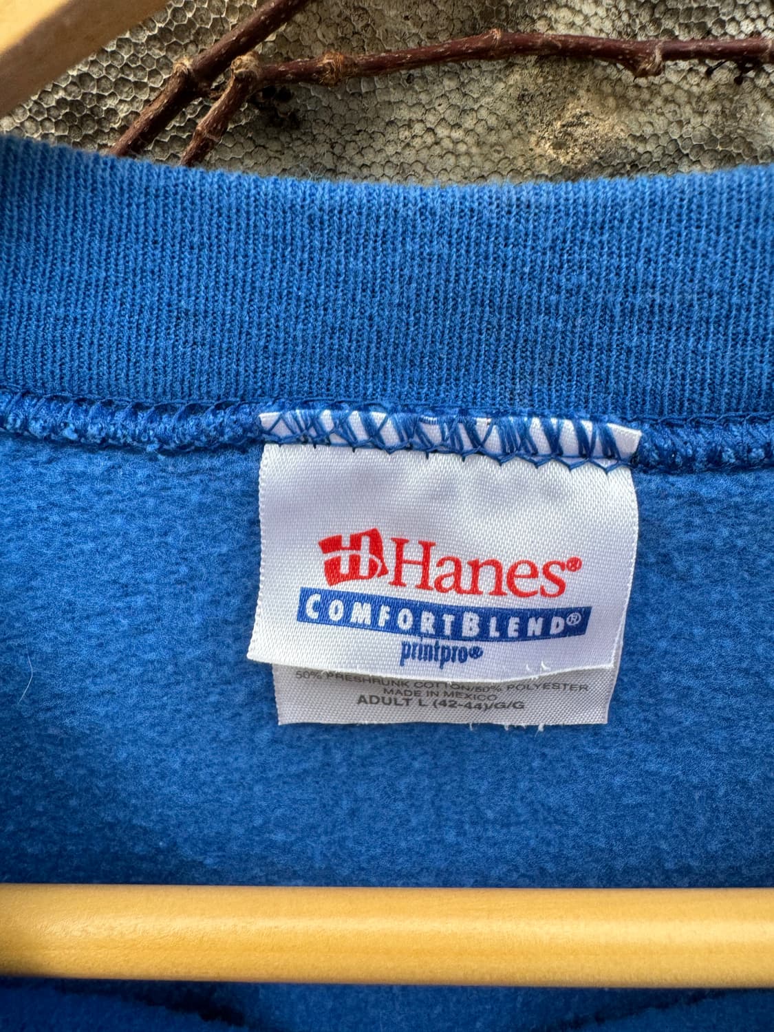 00s 헤인즈 빈티지 컨디션 양면 프린팅 스웻 셔츠 맨투맨 블루 상품이미지3