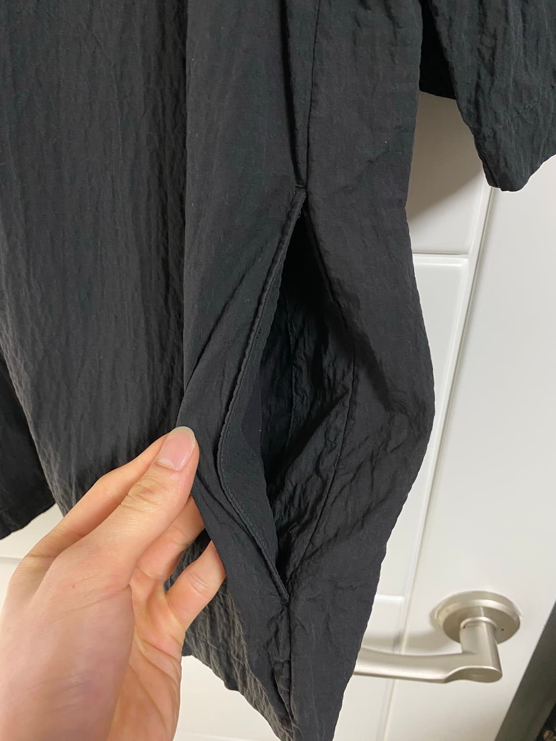 [L] cos 코스 시어서커 하프 셔츠 반팔 셔츠 블랙 상품이미지5