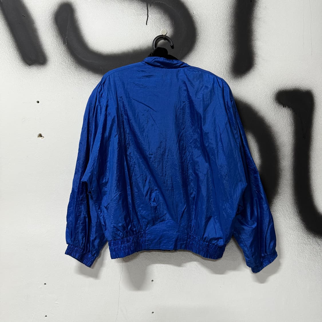 VTG 빈티지 올드스쿨 나일론 벨벳 트위드 디테일 크롭 블루종 자켓 상품이미지2