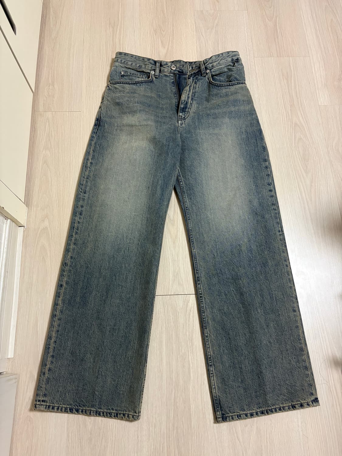 벨리에 미드 와이드 데님 팬츠 스모크 인디고 상품이미지1