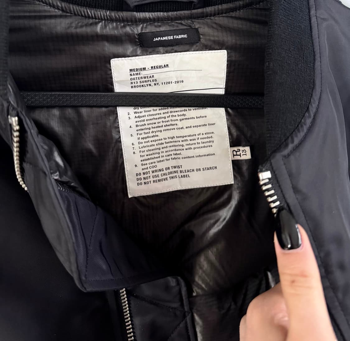 R13 black zip out bomber 상품이미지5
