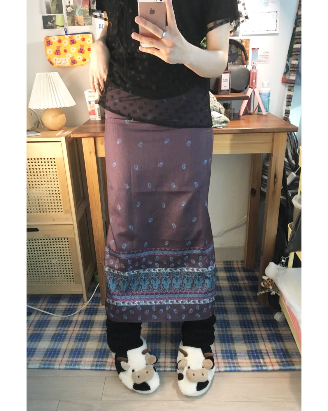 vintage ethnic pattern long skirt purple 상품이미지4