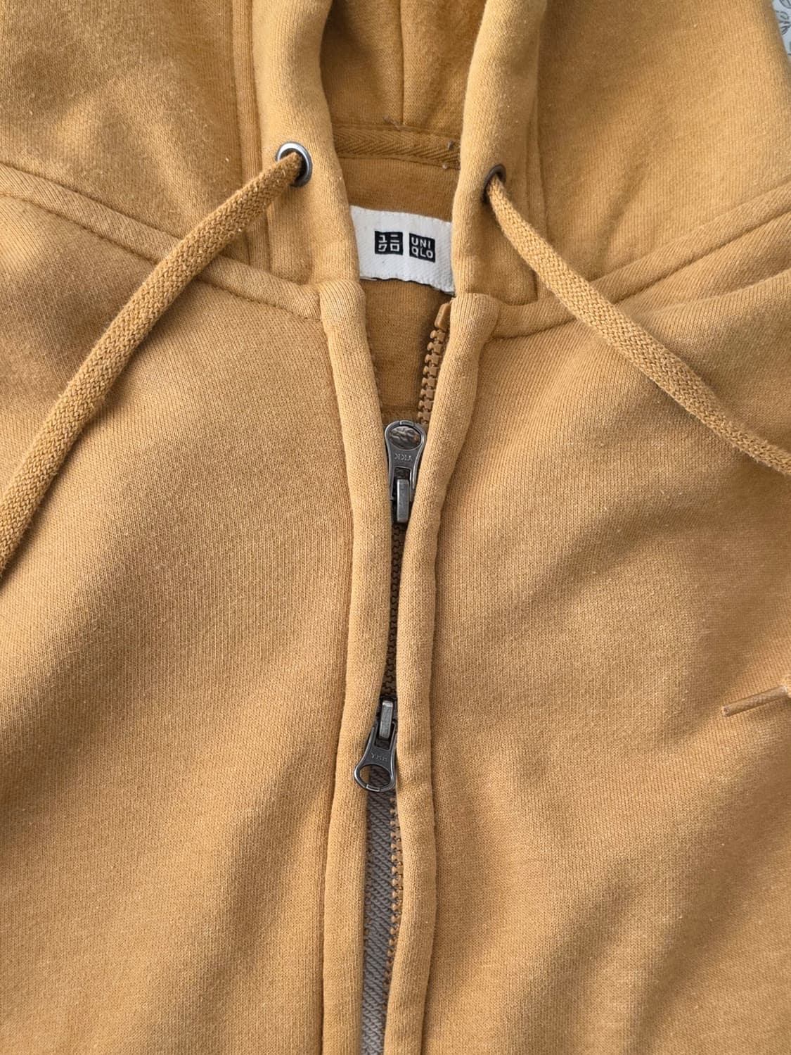 유니클로 2Way Zip-Up 후드티 머스타드 칼라 (L) 상품이미지5