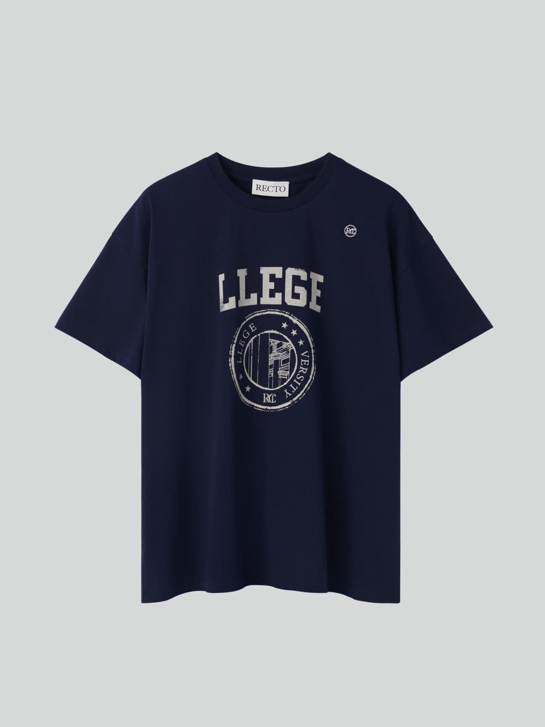 렉토 LLEGE 로고 티셔츠 네이비 상품이미지1