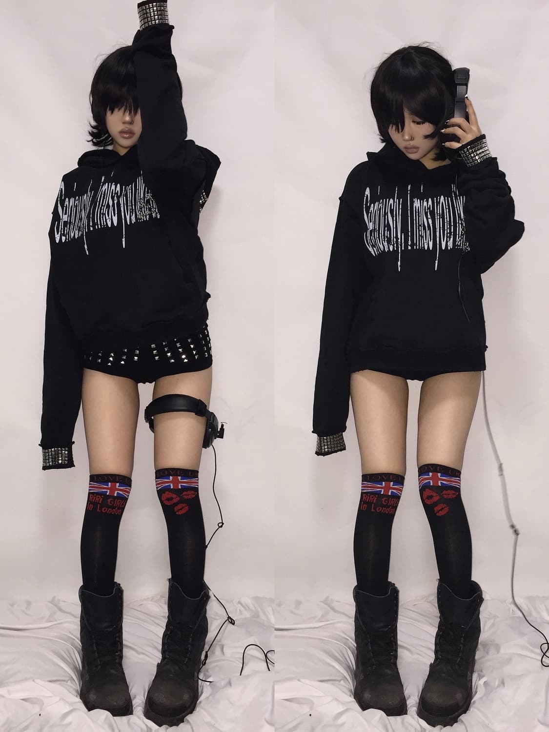 스터드 크로스 오버핏 후드 상품이미지3