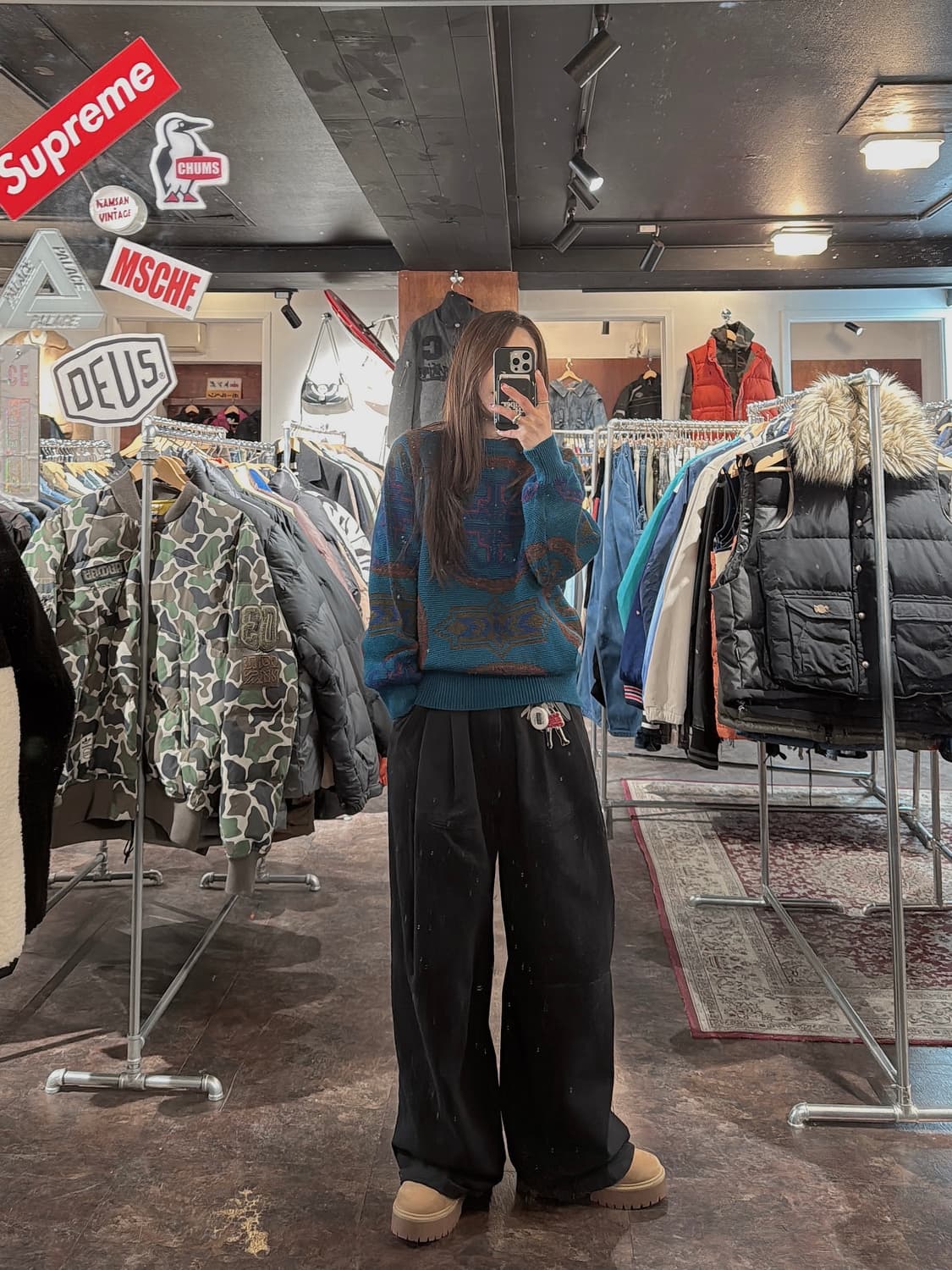 일본빈티지 JPN 패턴 울 니트 스웨타 M 상품이미지8