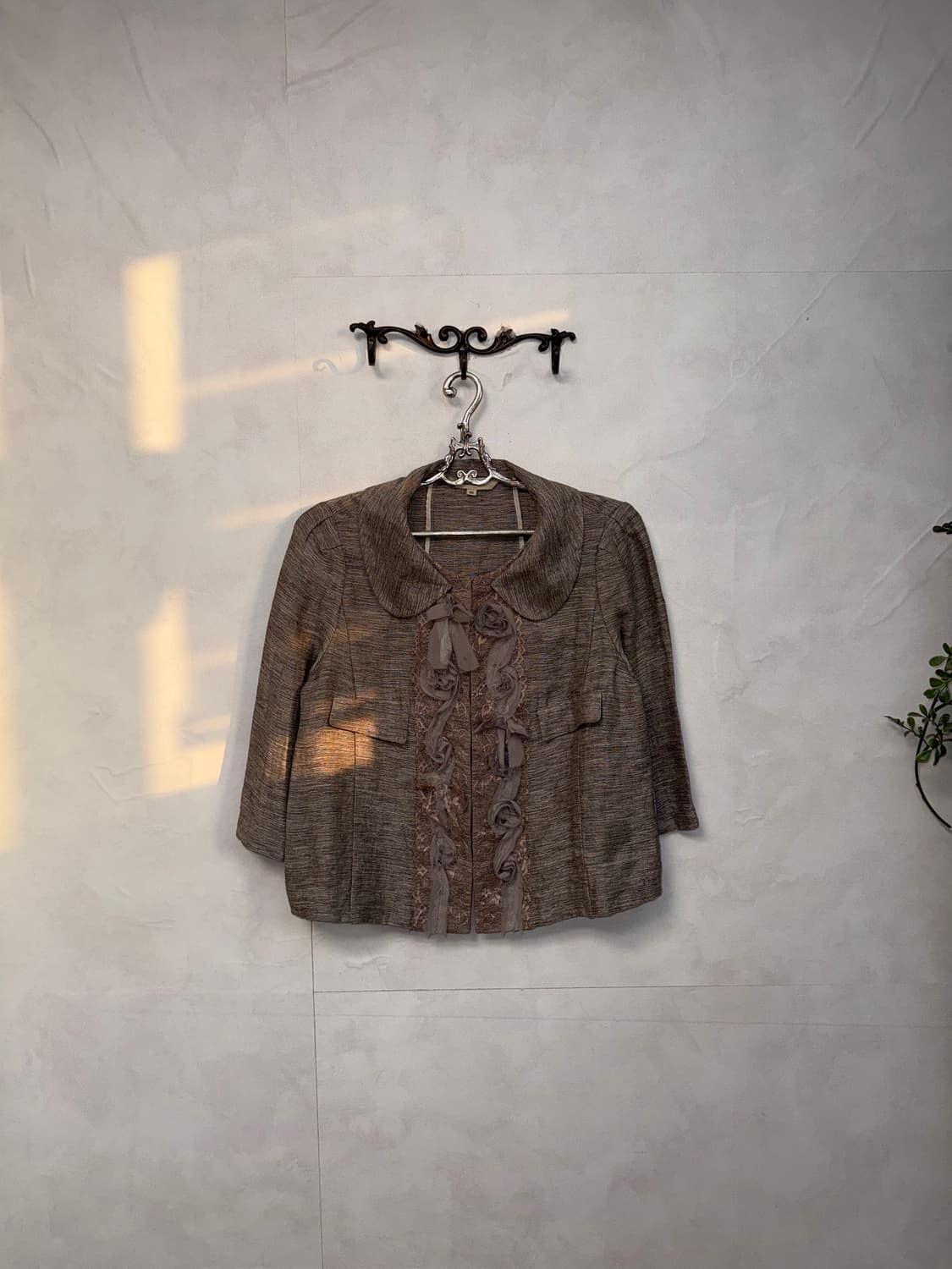 Johanex pink brown rose lace linen jk 상품이미지4