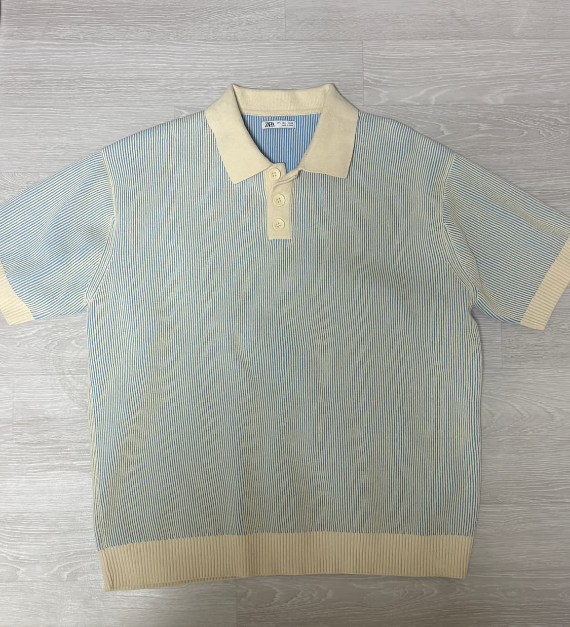자라 버티컬 스트라이프 니트 폴로 셔츠 상품이미지1