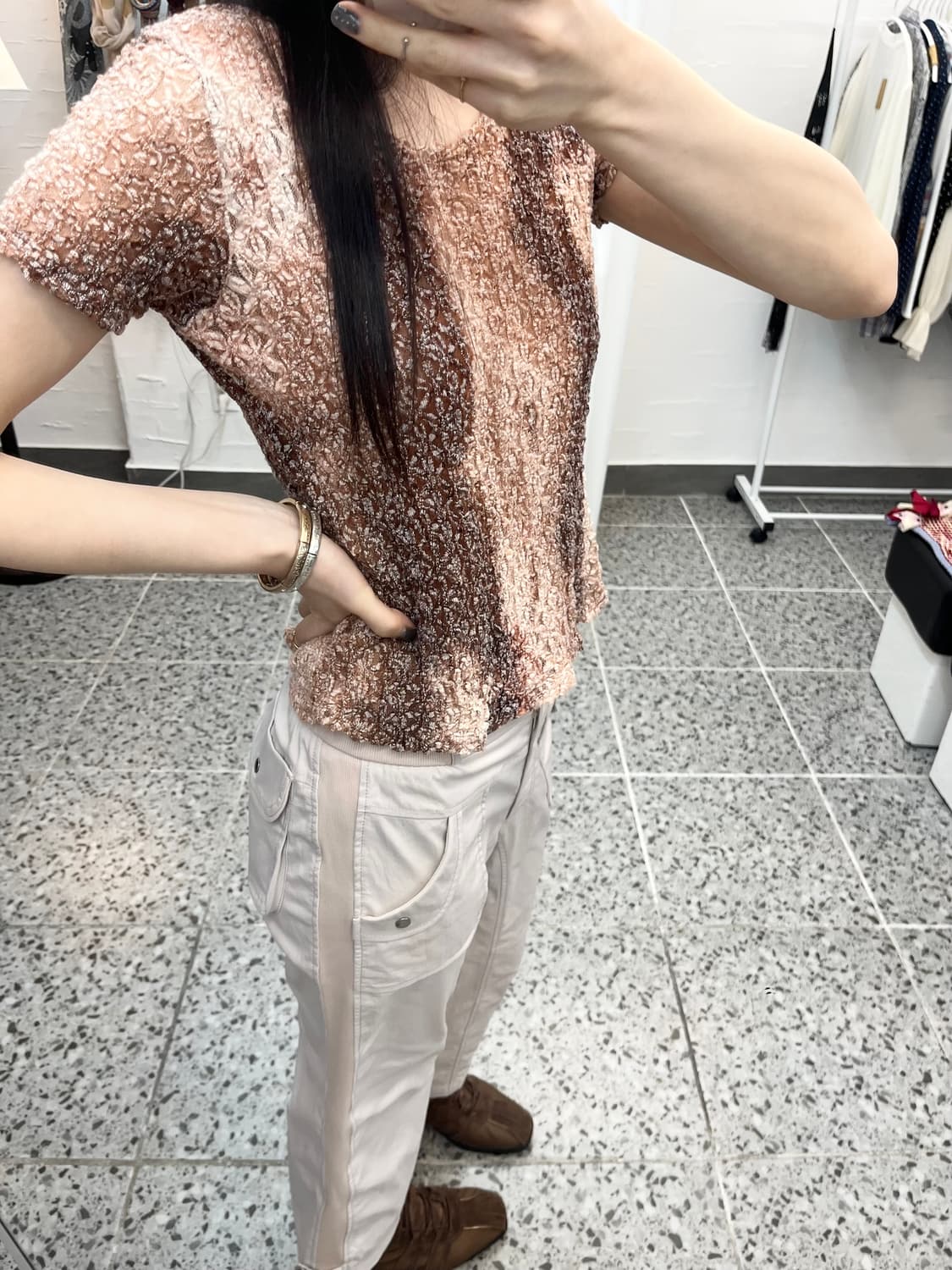 핑크 브라운 다이드 티셔츠 상품이미지2