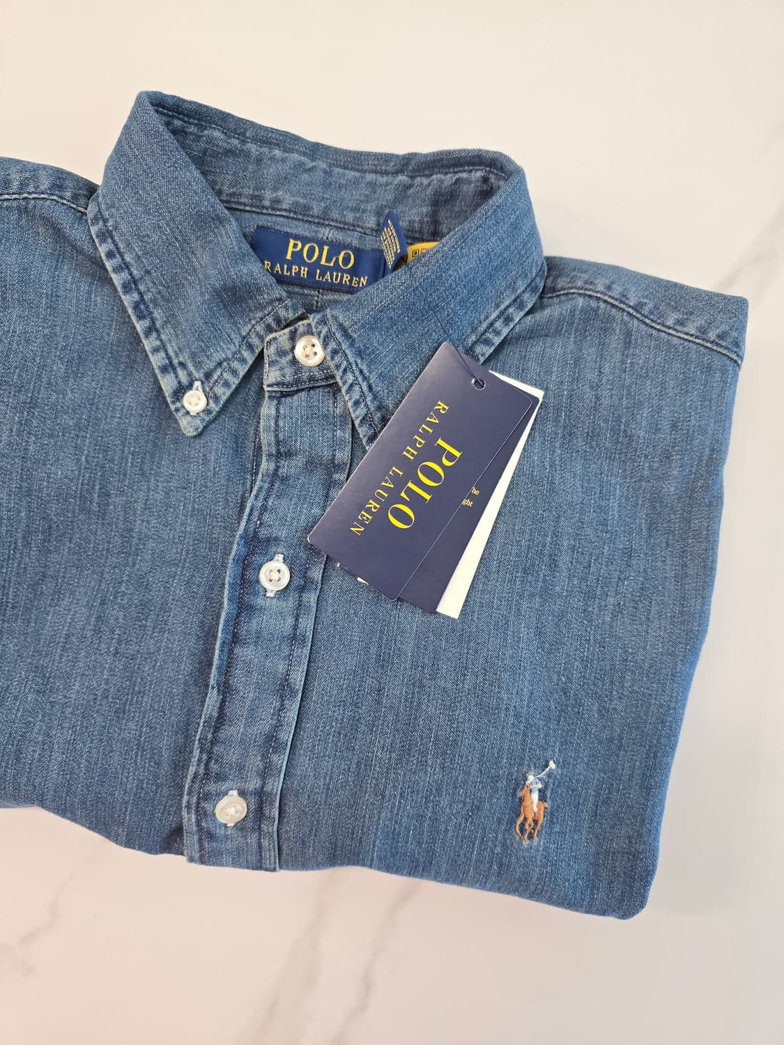 폴로 랄프로렌 데님 셔츠 커스텀핏 M(100) 미사용 신품 상품이미지4
